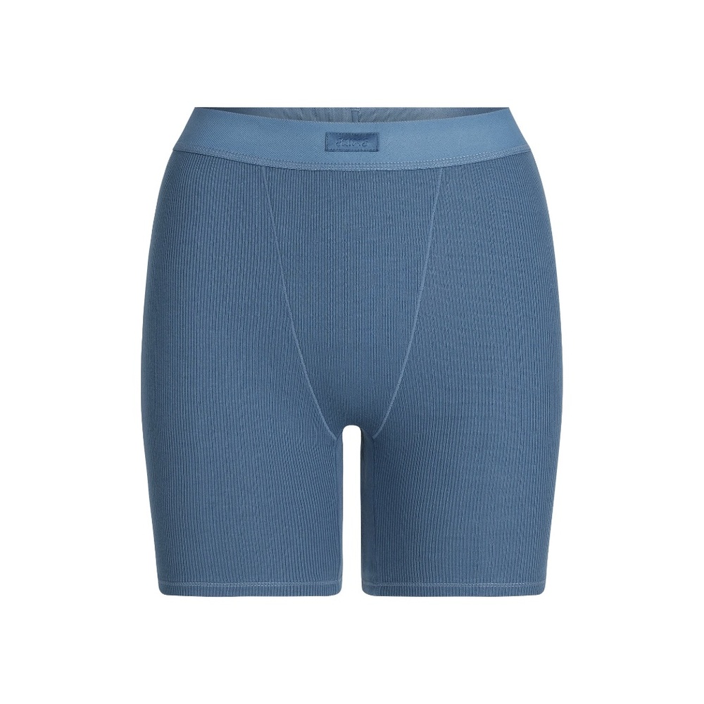 NEW Women's SKIMS Cotton Rib Boxer Sleep Shorts HARBOR Soft Stretchy XL